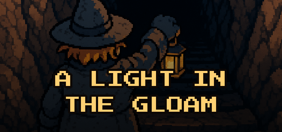 A Light in the Gloam key art: a lantern held up in a dark stone stairwell